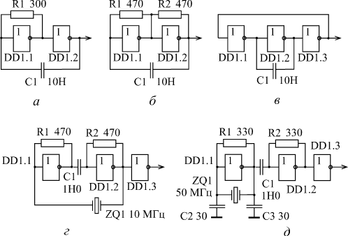 Схемы генераторов импульсов на инверторах
