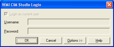 Диалоговое окно WMI CIM Studio Login