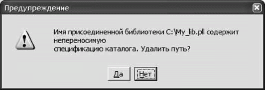 Предупреждение "Attached Library"