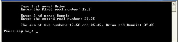 Сумма двух чисел, переданных в качестве аргументов функции
