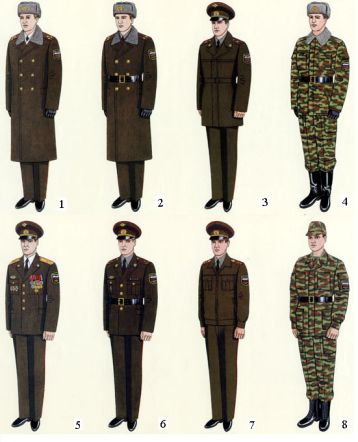 Образцы военной формы одежды офицеров и прапорщиков (кроме ВМФ):