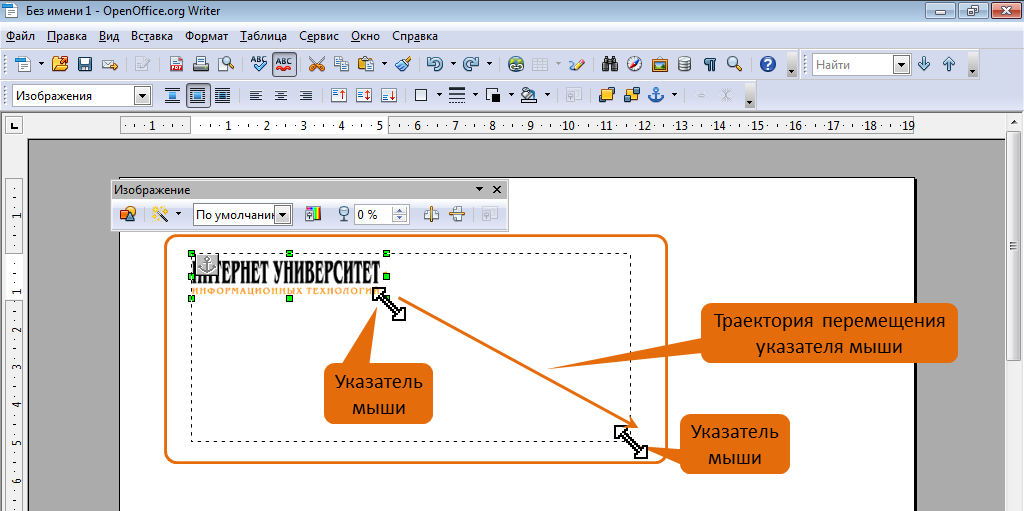 Как в openoffice повернуть изображение