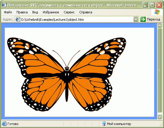 Встраивание SVG–документа   при помощи тега object