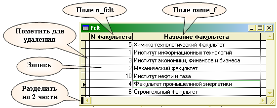 Стандартный режим Browse работы с таблицей