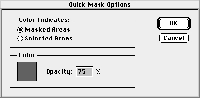Диалоговое окно Quick Mask Options