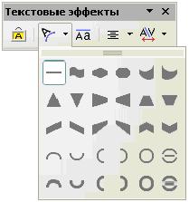 Панель с палитрой фигур текстового эффекта