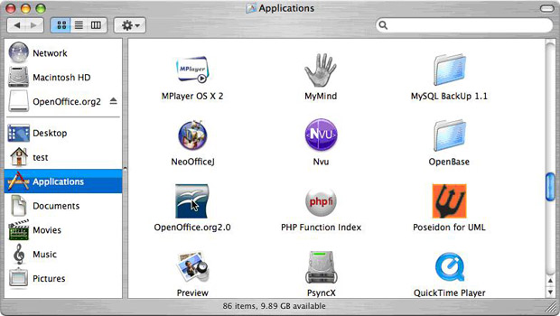 Запуск OpenOffice.org из папки Mac Applications