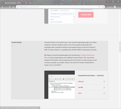 Страница загрузки Freedom Studio (Взято с SparkFun Electronics в рамках CC BY-SA 4.0)