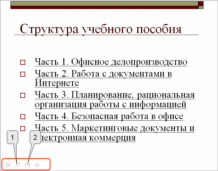 Для перехода в режим демонстрации слайдов презентации