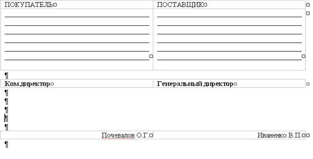 "Шапки" документов и раздел подписей оформляйте с помощью невидимых таблиц