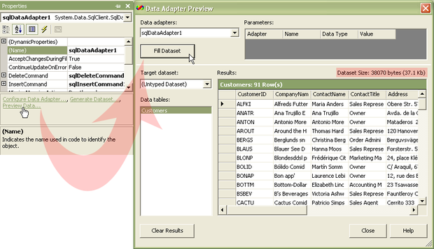  Окно Data Adapter Preview 