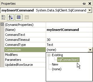  Свойство Connection объекта myInsertCommand