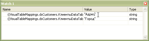  Окно Watch. Изменение названия в поле "Value"