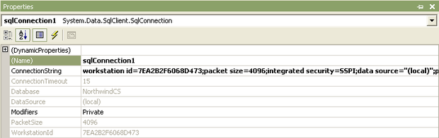  Свойства объекта sqlConnection1 проекта VisualDataSQL