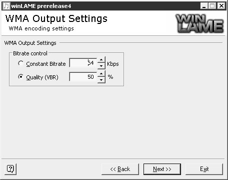 Кодирование WMA в WinLame