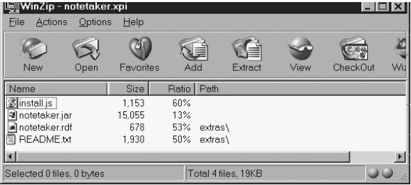 Архив XPI, содержащий полный дистрибутив NoteTaker.
