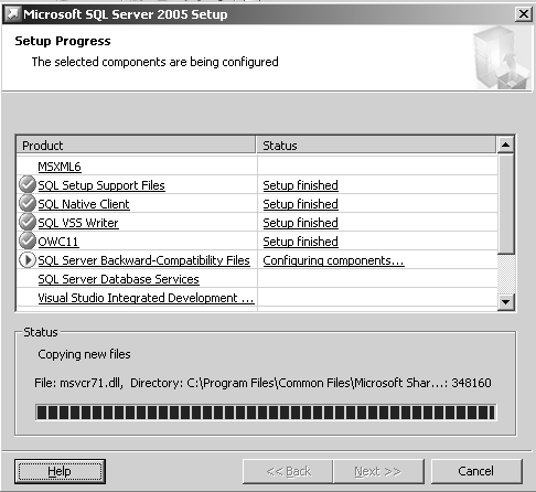 Процесс установки SQL Server 2005