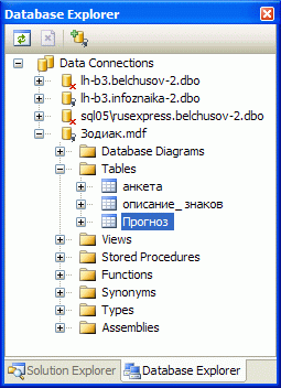  Окно Database Explorer