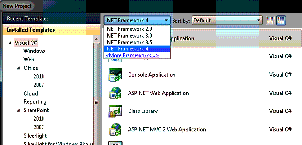 Выбор целевой версии .NET Framework