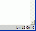 The bottom right of the file editor window tells you where the cursor number is. The cursor is currently on line 12.