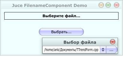 Программа, демонстрирующая работу  FilenameComponent