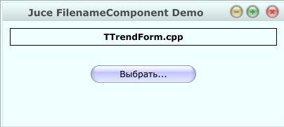 Программа, демонстрирующая работу  FilenameComponent (файл открыт, его имя добавлено на ярлык программы)