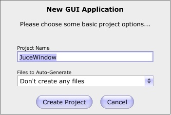 Диалоговое окно New GUI Application