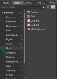 Кликните на подкатегорию Сетка (Grid) во вкладке Активы (Assets)