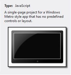 Тип: JavaScript. Одностраничный проект приложения для Магазина Windows, который не содержит предопределенные элементы управления и макет