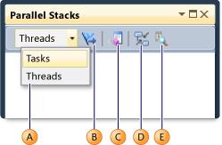  Элементы управления окна Parallel Stacks 