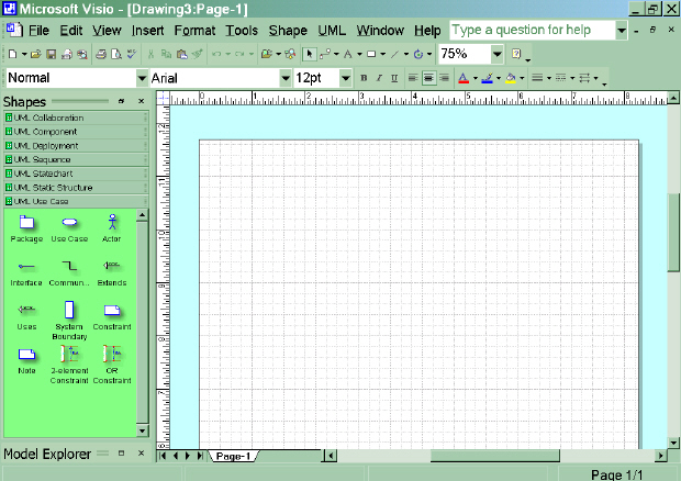 Общий вид окна MS Visio