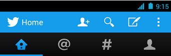 Кнопки-значки в Android-приложении Twitter