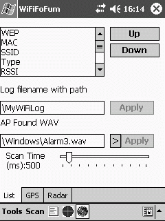 WiFiFoFum – настройка параметров 