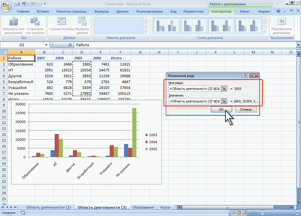 Как изменить диаграмму в excel