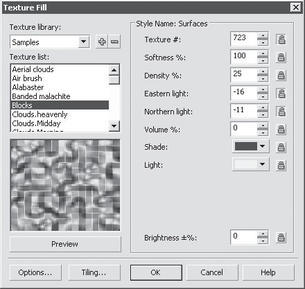 Окно Pattern Fill (Текстурная заливка)