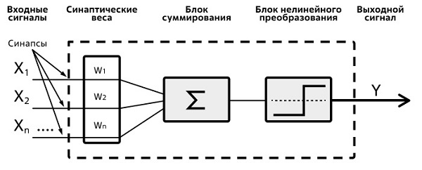  Схема формального нейрона Розенблатта 