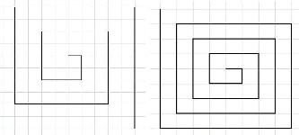 Квадратная спираль к заданию 6.7 (слева) и к заданию 6.8 (справа)