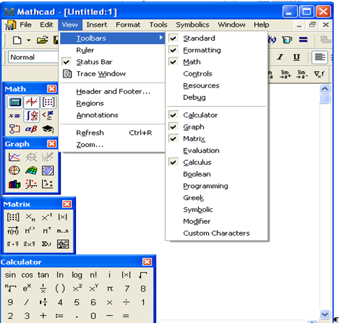  Окно программы MathCAD 14