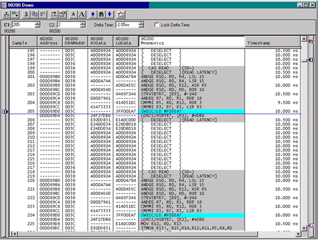 Логический анализатор Tektronix с дополнительной настройкой программного обеспечения для захвата и дизассемблирования последовательности выполнения инструкций процессора ARM. Этот логический анализатор является на самом деле встроенной системой, которая выполняет Windows XP. Изображения с разрешения Nexus Technology