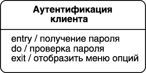 Пример состояния с непустой секцией внутренних действий