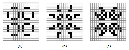  Кембриджский пульсар в момент времени (a) 0; (b) 1; (с) 2