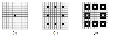 "Репликатор" в момент времени (a) 0; (b) 4; (c) 5