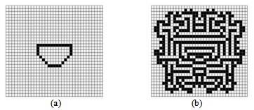 "Лабиринт" в момент времени (a) 0; (b) 30