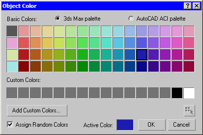 Окно Object Color (Цвет объекта)