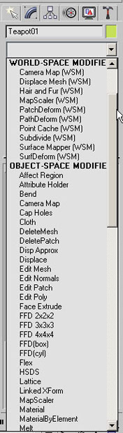 Список Modifier List (Список модификаторов)