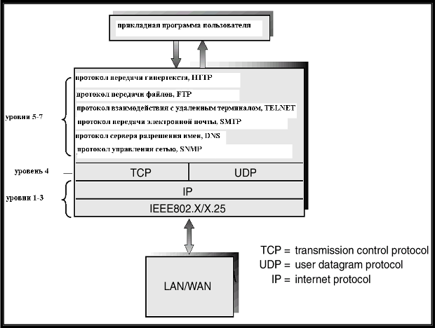 Уровни протокола TCP/IP.