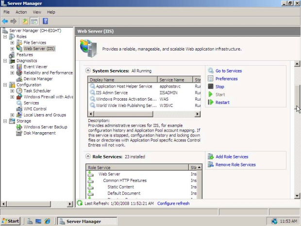  Server Manager – управление сервером в Windows 2008