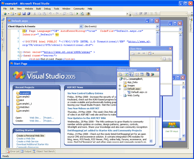 Произвольное расположение инструментальных окон в интегрированной среде разработки Visual Studio 2005