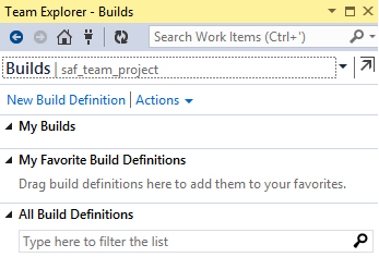 Вкладка Team Explorer / Builds