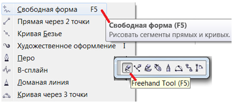 Инструмент свободного рисования Свободная форма